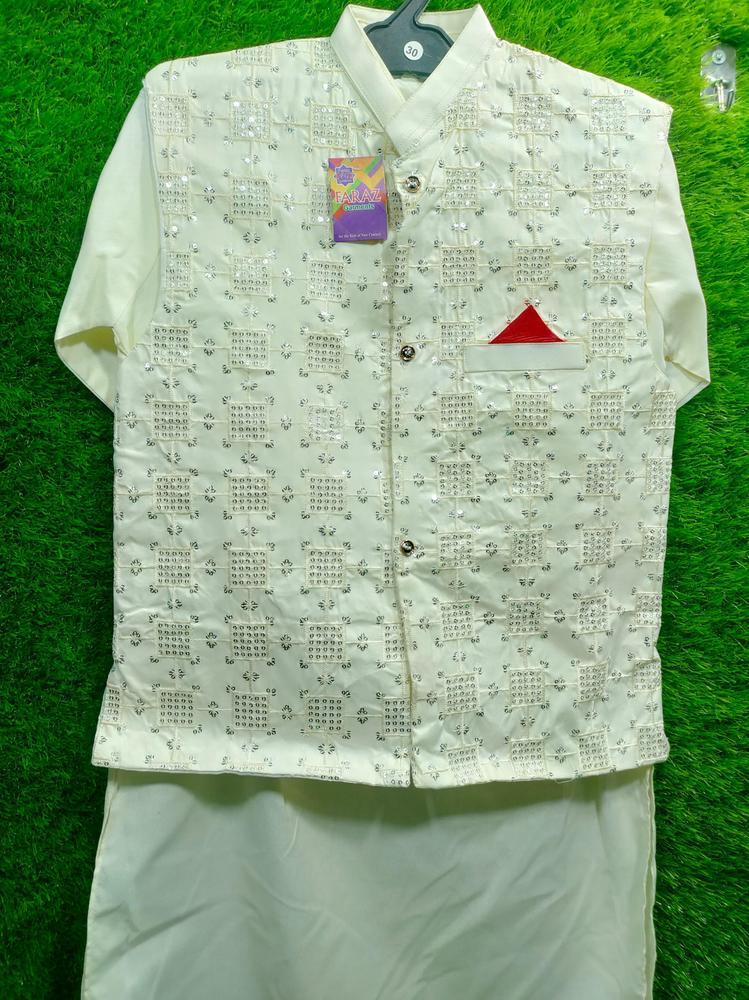 3 Pcs Wash And Wear Embroidered Kurta And Shalwar Suit