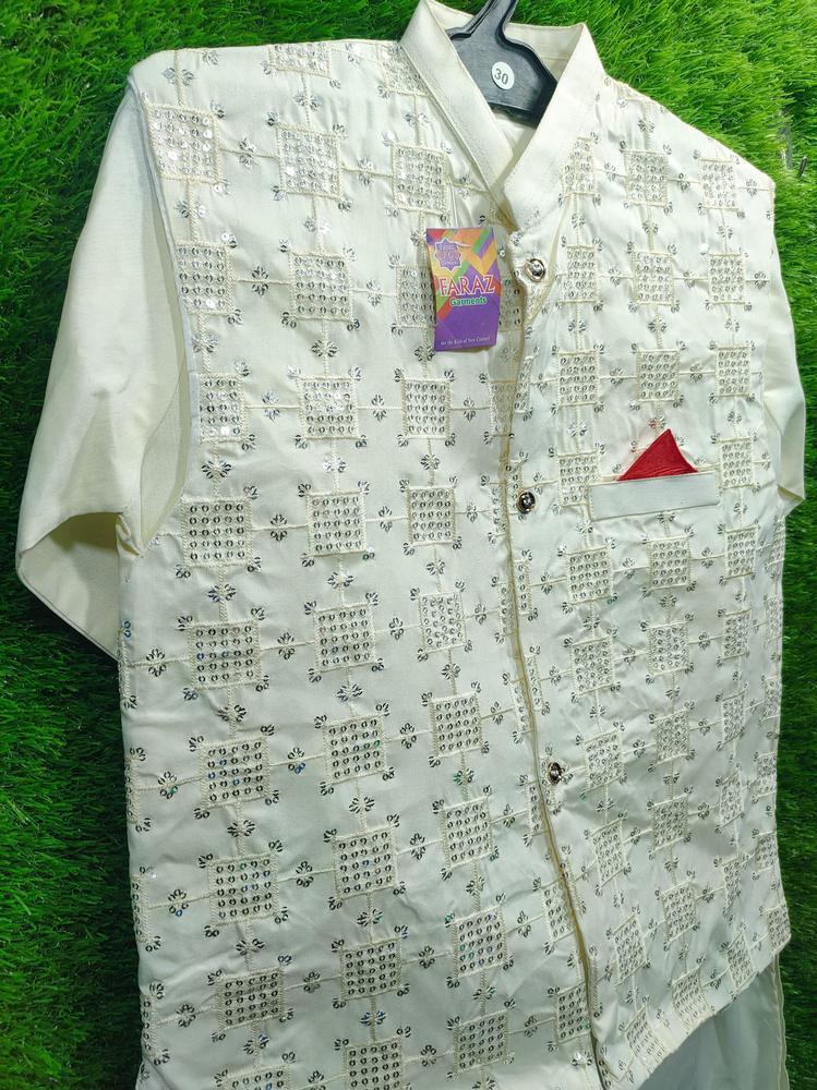 3 Pcs Wash And Wear Embroidered Kurta And Shalwar Suit