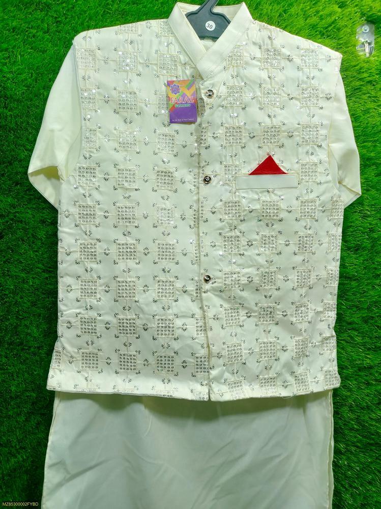 3 Pcs Wash And Wear Embroidered Kurta And Shalwar Suit