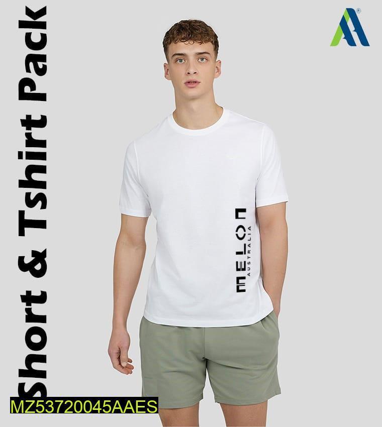 2 Pcs Men’s Jersey Printed T-shirt And Shorts Tracksuit