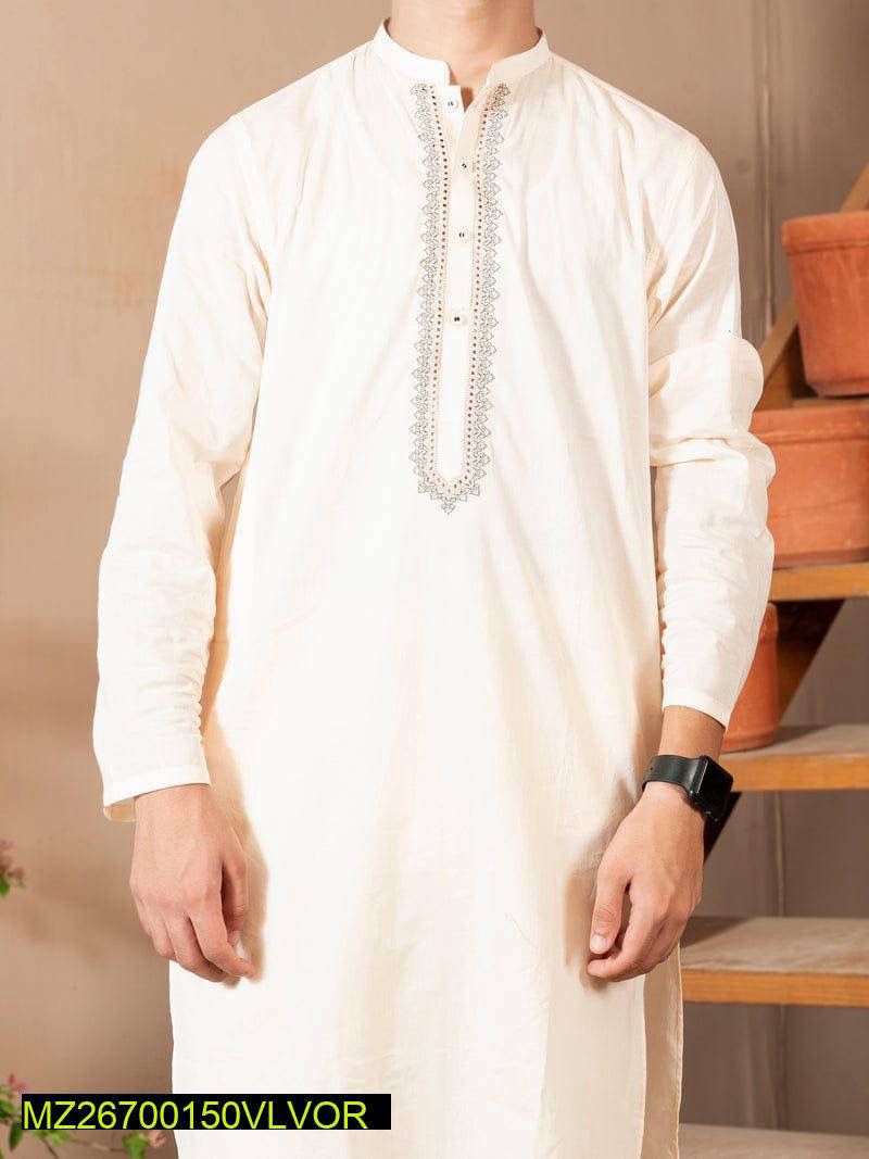 Boy’s Embroidered Kurta And Trouser Suit Set